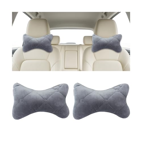 2PCS Car Headrest Pillow, Comfortable Ergonomic Design Vehicle Seat Neck Pillow for Driving Fatigue Relief, Soft Breathable Automotive Interior Head Rest Cushion Pad, Universal Fit (Gray) - color: Gray