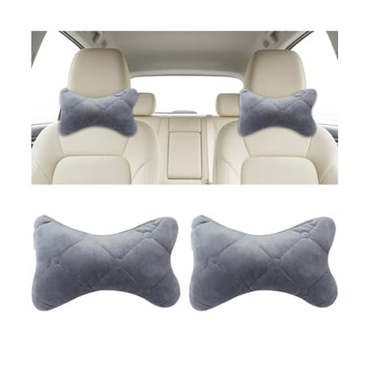 2PCS Car Headrest Pillow, Comfortable Ergonomic Design Vehicle Seat Neck Pillow for Driving Fatigue Relief, Soft Breathable Automotive Interior Head Rest Cushion Pad, Universal Fit (Gray) - color: Gray