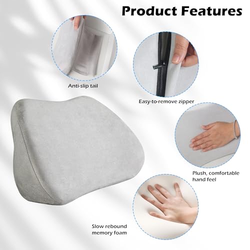 Lumbar Support Pillow for Car, Ergonomic Memory Foam Back Cushion for Driving, Seat Office Chair, Gaming Chair, Lower Back Support for Back Pain Relief, Gray, 2 Pack - color: Gray, size: Lumbar 2P