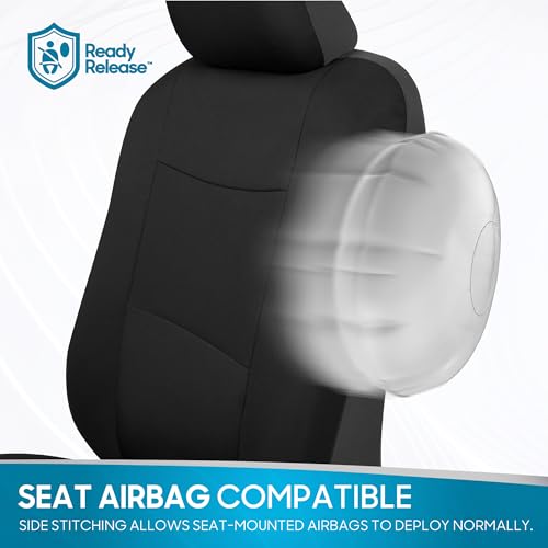 BDK PolyPro Car Seat Covers Full Set in Solid Black, Front and Rear Split Bench Seat Covers for Cars, Easy to Install Car Seats Cover Set and Accessories for Auto Trucks Van SUV - Solid Black - color: Solid Black