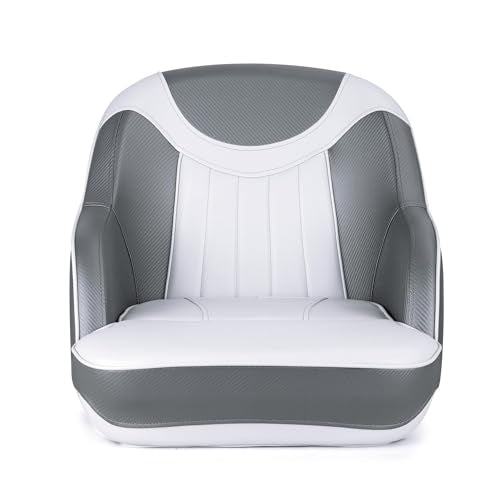 NORTHCAPTAIN Pontoon Boat Seat Captain Bucket Seat with Boat Seat Cover - color: D-White/Charcoal