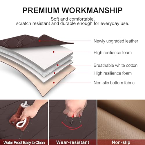 2 Pack Leather Front Car Seat Cover Bottom Car Seat, Anti-Slip and Full Wrap Driver Seat Protectors with Storage Pocket, Luxury Waterproof Bottom Auto Seat Cushion Pad Mat for Most Vehicles(Coffee) - color: coffee-2pcs