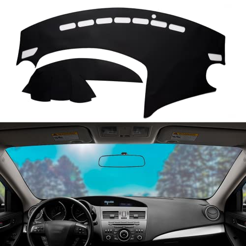 Dashboard Dash Mat Cover Leather Dashboard Pad Sun Protection Anti-Vertigo Mat Blanket Compatible for 2010-2013 Mazda 3 - color: Black, size: 2010-2013 Mazda 3