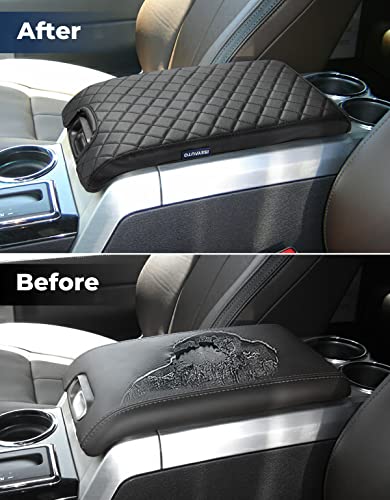 ISSYAUTO Center Console Cover Armrest lid Cover Compatible with 2009-2014 F150, Leather Arm Rest Covering for Car, Well-Make Durable Middle Console Cover Armrest Box Protective Cover - color: Leather[Full Cover the Console], size: 2009-2014 F150
