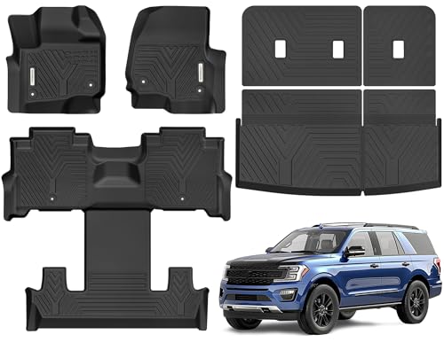 YITAMOTOR Floor Mats for Ford Expedition 2018-2024 7-Seater (Not for Max Model), Custom Fit All Weather TPE Mat, 18-24 Ford Expedition 7 Seats Accessories Floor Liners Full Set, Backrest & Cargo Liner - style: 2018-2024 Ford Expedition(7 Seater)| Combo Se