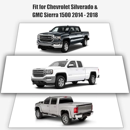 Seat Covers for Chevy Silverado & GMC Sierra 1500 2014 2015 2016 2017 2018 Front & Rear 60/40 Split Bench Full Set Foam Padded Heavy-Duty Automotive Seat Cover Set - Black - size: 14-18 Front and Rear