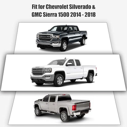 Seat Covers for Chevy Silverado & GMC Sierra 1500 2014 2015 2016 2017 2018 Front & Rear 60/40 Split Bench Full Set Foam Padded Heavy-Duty Automotive Seat Cover Set - Black - size: 14-18 Front and Rear