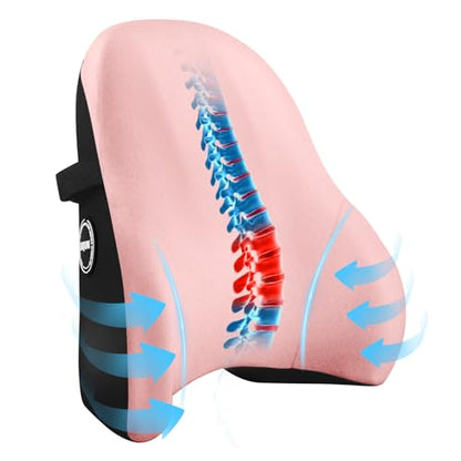 LIQUN Memory Foam Seat Waist Pillow, for Office Chair, Car, Game Chair Lower Back Pain Relief and Improve Posture Lumbar Support Pillow, (Pink) - color: Pink