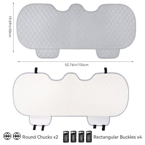 Linen Back Car Seat Cover, Rear Car Seat Cover for Cars Truck SUV, Anti-Slip Breathable Rear Bench Seat Protector Cushion Pad with Storage Pockets for Most Vehicles - Grey 1pc