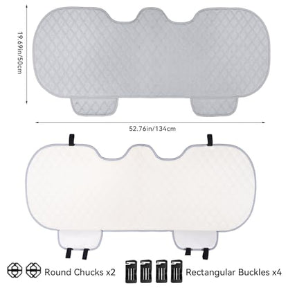 Linen Back Car Seat Cover, Rear Car Seat Cover for Cars Truck SUV, Anti-Slip Breathable Rear Bench Seat Protector Cushion Pad with Storage Pockets for Most Vehicles - Grey 1pc