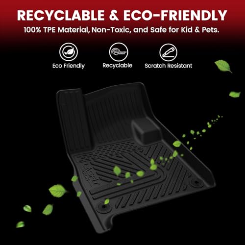 LASFIT Floor Mats&Trunk Mat&Backrest Mat for Rivian R1S 2024 2023 2022, TPE All Weather Floor Mats Custom Fit Floor Liner&Cargo Mat for R1S 2022-2024 Full Set Car Mats and Cargo Liner - size: 5)2022-2024|Rivian R1S|Floor&Cargo&Backrest Mat