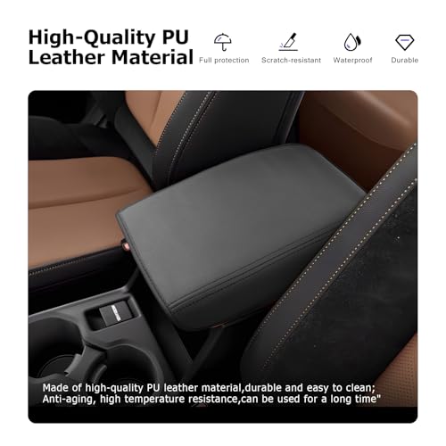 LUWU 2026 Forester Center Console Cover Compatible with 2026 Forester Accessories [ONLY for Touring/Wilderness/Premium] Armrest Cover Armrest Console Cover PU Leather Material (Thin Black)