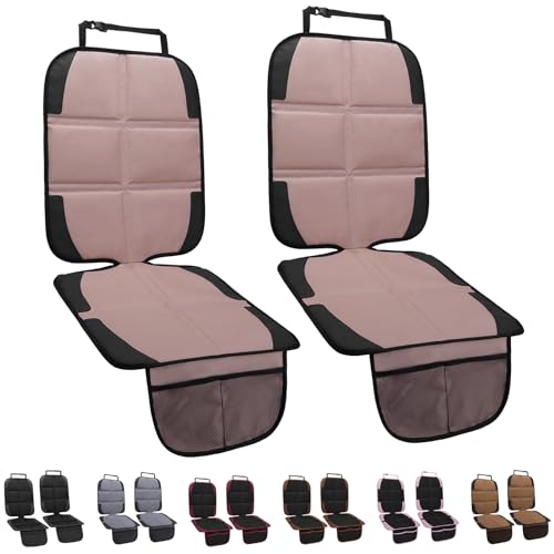 Car Seat Protector for Child, 2 Pack Baby Covers with Mesh Pockets & Non-Slip Backing 600D Durable Under Seat for Back (Rose Gold, Standard) - color: Rose Gold, size: Standard