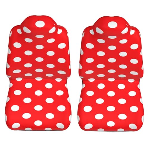 Red White Polka Dot Front Seat Covers 2 Pack, Vehicle Seat Protector Car Mat Covers, Fit Most Bucket Seats - color: Red White Polka Dot