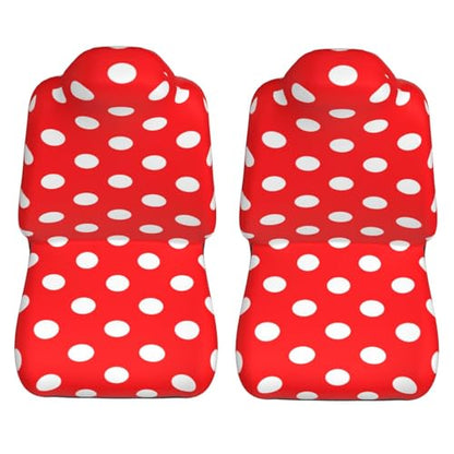 Red White Polka Dot Front Seat Covers 2 Pack, Vehicle Seat Protector Car Mat Covers, Fit Most Bucket Seats - color: Red White Polka Dot