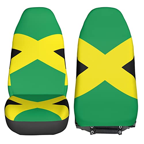 Dujiea Jamaica Flag Car Front Seat Covers 2 Pcs Universal Auto Seat Covers Front Seats Only, Vehicle Bucket Seat Protectors Fit for Most Car SUV Sedan and Truck - color: Jamaica Flag