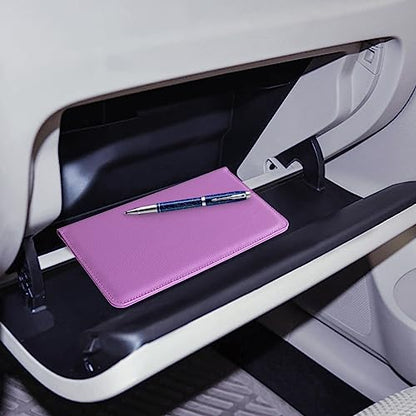 CoBak Car Registration and Insurance Holder - Vehicle Glove Box Car Organizer,Auto Truck Comparment Accessories Case with Magnetic Closure for Essential Document,Driver License,Cards - color: L-Pebbled Purple
