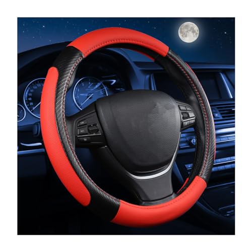 zipelo Elastic Stretch Steering Wheel Cover, Microfiber Breathable Ice Silk, Universal 15 Inch Anti-Slip Car Steering Wheel Protector, Warm in Winter and Cool in Summer for Women (Style1-Red) - color: Style1-Red