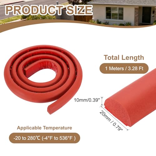 uxcell 3.28 ft Foam Backer Rod, 0.79" x 0.39" D-Shaped Solid Joint Filler, Foam Seal Strip for Caulk Saver, Rope Caulk Cement Crack Filler, Red - size: 3.28 ft x 0.79" x 0.39"