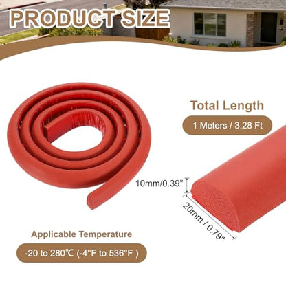 uxcell 3.28 ft Foam Backer Rod, 0.79" x 0.39" D-Shaped Solid Joint Filler, Foam Seal Strip for Caulk Saver, Rope Caulk Cement Crack Filler, Red - size: 3.28 ft x 0.79" x 0.39"