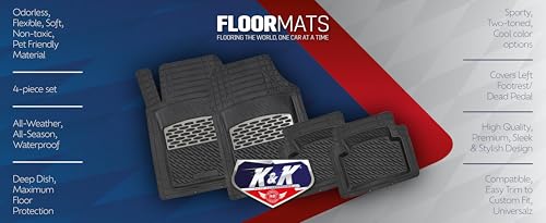 K&K Auto Accessories 3D Car Floor Mat 8 Lb Thick Heavy Duty Durable Universal Sapphire Red Deep Dish for Cars SUVs Minivan Truck - color: Sapphire Red