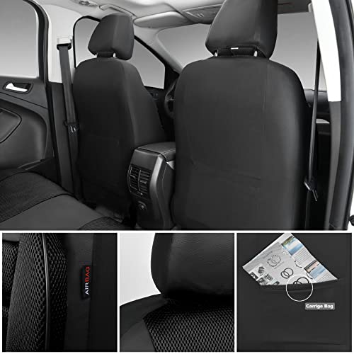 CAR PASS Breatherable Air Mesh Car Seat Covers Full Set, 3D Foam Back Support Automotive Seat Covers, All Season Car Seat Cover Fit Automotive,SUV,Sedan,Van, Airbag Compatible (Black) - color: Black Full Sets