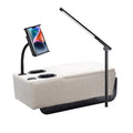 Removable Sofa Armrest, Dual Cup Holders Large Size Multifunctional Couch Caddy Storage Arm Rest with Power Wireless Charging Stand & LED Reading Light for Sofa Middle Seat Parts