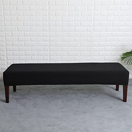 FORCHEER Dining Bench Cover Stretch Waterproof Black Dining Room Bench Table Seat Cover 54x18 Washable Non-Slip (Waterproof Jacquard Fabric-Black) - color: Waterproof Jacquard Fabric-black