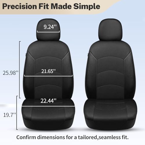 HChengkikz Car Seat Covers Front Seat, Waterproof Neoprene Seat Covers, Airbag Compatible, Universal Fit Most Sedans, SUVs, Trucks (Black)