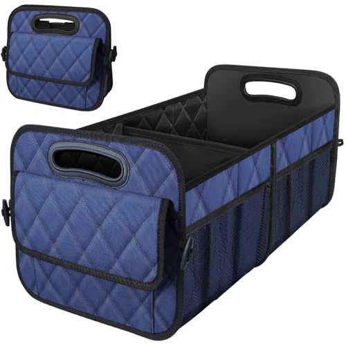 Deosk Car Trunk Organizer for SUV, Car Organizers and Storage with Reinforced Handles, Car Accessories for Women/Men 70L Waterproof Polyester Trunk Organizer(Large, Navy Blue) - color: Navy Blue, size: Large