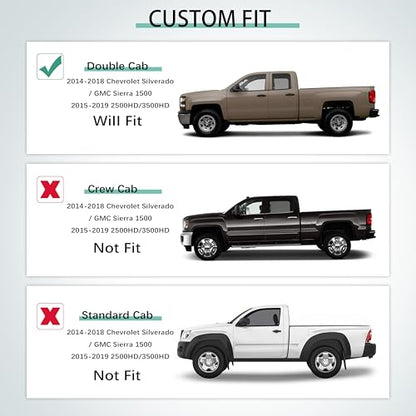 KARPAL Floor Mats for 2014-2019 Chevy Silverado/GMC Sierra 1500(19 LD Only), 2015-2019 Silverado/Sierra 2500/3500 Double Cab, All-Weather TPE Custom Fit Floor Liners Car Accessories - style: 2014-2019 | For Chevy Silverado Double Cab| 1st & 2nd Row