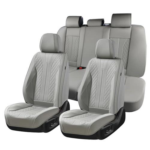 FLORICH Car Seat Covers Full Set Leather Seat Cover for Cars Full Coverage Seat Cover Waterproof Universal Seat Cover for Cars Seats Protector Cushion Universal Fit for Most Cars SUV Trucks, Gray - color: Gray, size: FullSet