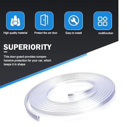Automotive Door Entry Guard, 16.4Ft No Glue Transparent Car Door Edge Protector Strip, Anti-Miso Rubber Edge Trim for Cars, Trucks, SUVs, ATVs (White)
