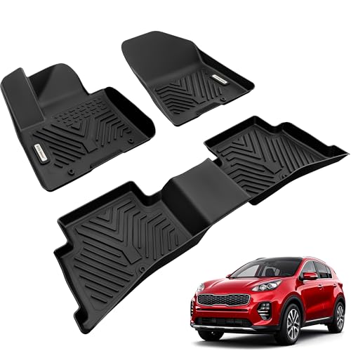 YITAMOTOR Floor Mats Fit for 2017-2022 Kia Sportage & 2019-2021 Hyundai Tucson, Custom Fit Black TPE Floor Liners, 1st & 2nd Row Black - style: 2017-2022 Kia Sportage 1st & 2nd