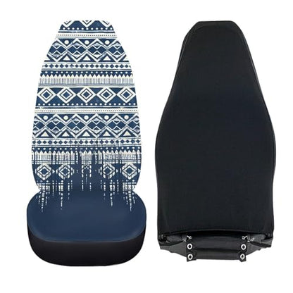 Dreaweet Aztec Seat Covers for Cars Front Seats Only Universal 2 Piece Southwestern Tribal Car Accessories Washable Elastic Bucket Seat Covers for SUV Sedan Easy to Install - color: Aztec Tribal Blue