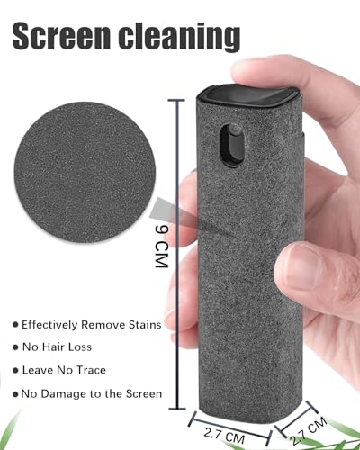 Screen Cleaner Spray and Wipe Screen Cleaner Tool Touch Screen Cleanerfor iPhone Computer Laptop Tablet MacBook Tesla Display Eyeglasses New Car Accessories（Grey） - color: Grey
