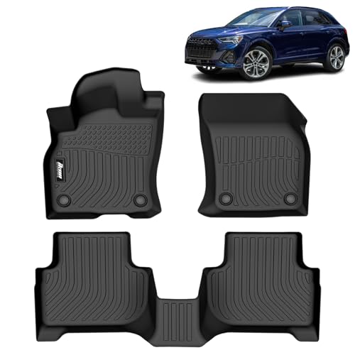 FREEMOTOR802 All Weather Car Floor Mats Fits 2019-2025 Audi Q3, 3D Molded Black TPE Custom Carpets Liner Protector Cover Pad 1st 2nd Row Front Rear Protection 3PCS