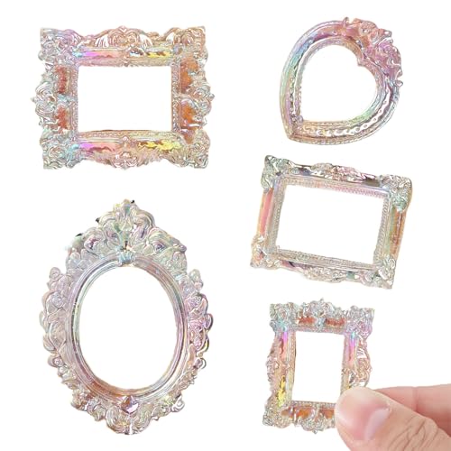 4 Pcs Miniature Picture Frame Decor Set, 1:12 Scale Clear Mini Frames with Angel Accents for Adult Collectors, DIY Diorama and Model Room Decor (Clear) - color: Clear Frames