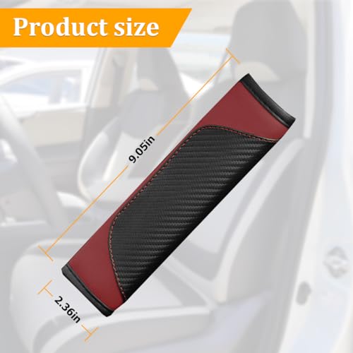 2PCS Car Seat Belt Cover, Carbon Fiber Seatbelt Shoulder Protection, Soft Car Seat Belt Strap Cushion Protect Your Neck and Shoulder, Car Accessories Seat Belt Pad for Car Truck (Wine Red) - color: Wine Red