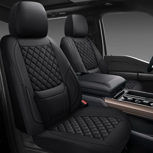 Car Seat Covers Full Set,Universal Fit for Cars,SUVs,Trucks,and Sedans with 5 Seats,Faux Leather Car Seat Cushion Compatible with Airbags,Waterproof Car Seat Protector Black - color: Black, size: Full Set(Front and the Rear)