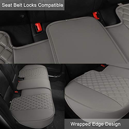 Black Panther Luxury PU Leather Rear Car Seat Cover, Compatible with Most Vehicles, Adjustable Length 49-55'', Diamond Pattern Embroidery (Gray) - color: Rear Gray