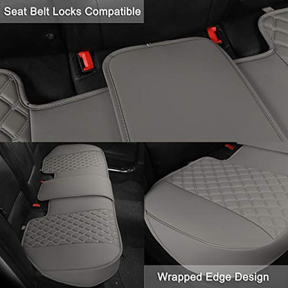 Black Panther Luxury PU Leather Rear Car Seat Cover, Compatible with Most Vehicles, Adjustable Length 49-55'', Diamond Pattern Embroidery (Gray) - color: Rear Gray