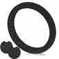 Black Leopard Print Steering Wheel Cover for Women,Universal 14-15 Inch Anti-Slip Breathable with 2 Pieces Car Coasters Cheetah Animal Print Car Wheel Cover Accessories - color: Leopard Black