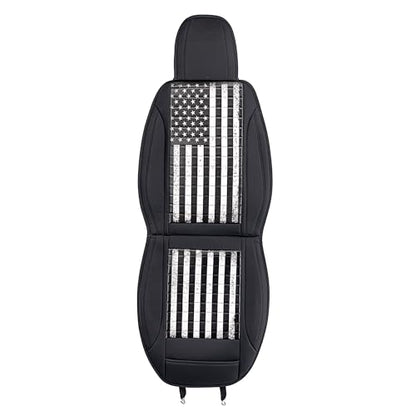 MASQUE American Flag Seat Cover – Premium PU Leather, Waterproof & Easy Clean, Universal Fit for Cars, SUVs & Trucks, Airbag Compatible, Cushioned Comfort, Black & White USA Patriotic Design - size: Single Front, style: Seat Cover