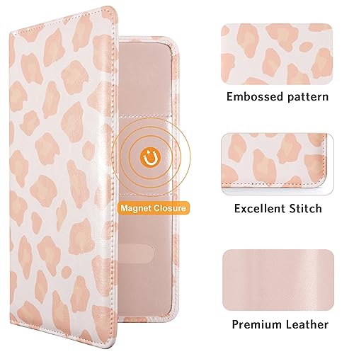 CoBak Car Registration and Insurance Holder - Vehicle Glove Box Car Organizer,Auto Truck Comparment Accessories Case with Magnetic Closure for Driver License,Cards - color: L-Leopard Pink