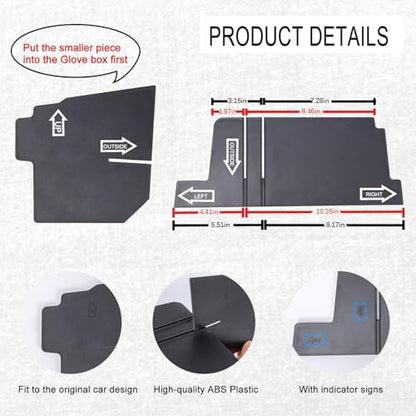 JDMCAR Glove Box Organizer Compatible with 2025 2026 Toyota 4Runner Accessories, ABS Black Materials Insert Storage Glove Box Compartment Divider Tray - color: Black-Fits 2025+ 4runner