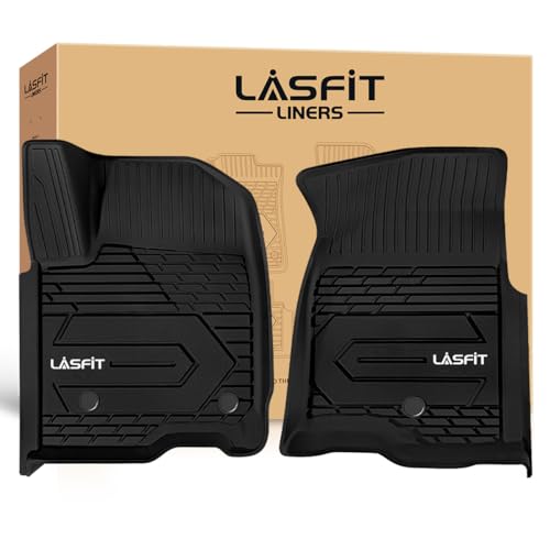 LASFIT Front Floor Mats 2019-2026 for Chevrolet Silverado/GMC Sierra 1500, Crew Cab/Double Cab, 2020-2026 Chevy Silverado/GMC Sierra 2500HD 3500HD, All Weather TPE Floor Liners, 1st Row Only - size: 2019-2026 1500 2500HD 3500HD | Crew Cab/Double Cab
