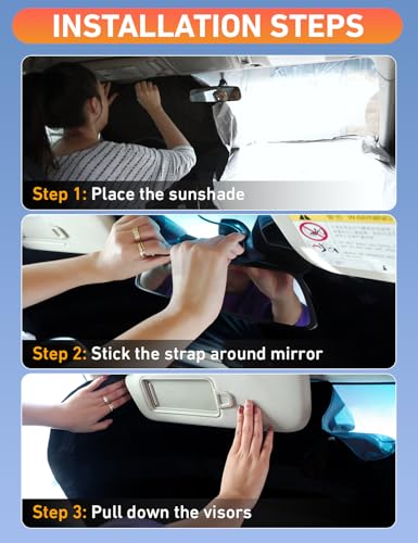 EcoNour Windshield Sunshade Compatible for Audi A3 2014-2018 2019 2020, Sun Visor for Front Windshield & Window Sun Shade Cover, UV Heat Blocker & Protector, Car Accessories - size: For Audi A3 (2014-2020)