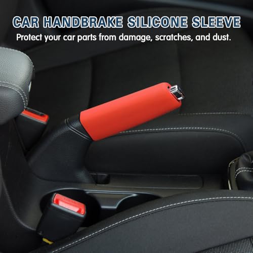 Car Handbrake Cover Gear Shift Knob Cover, Auto Comfortable Grip Handbrake Cover, Silicone handbrake Cover for Most Vehicle Handbrake - color: Red