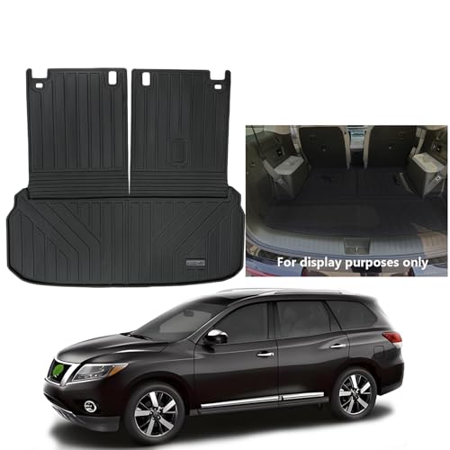 Large Cargo Liners for 2013-2020 Nissan Pathfinder / 2013 Infiniti JX35 / 2014-2020 Infiniti QX60 with Backrest Protection,TPE All Weather Protection with Trunk Mat Covering the backrest - size: 13-20丨pathfinder/JX35/QX60